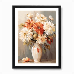 Zinnia Flower Still Life Painting 1 Dreamy Art Print