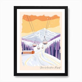 Poster Of Stowe Mountain Resort   Vermont, Usa, Ski Resort Pastel Colours Illustration 2 Art Print