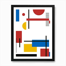 Abstract Painting - Bauhaus geometric retro poster, Piet Mondrian style, 60s poster Art Print