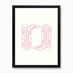 Pink Cowboy Boots Art Print