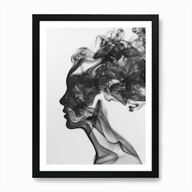 Abstract Smoke Portrait Of A Woman Art Print