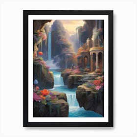 Waterfall In A Cave Art Print