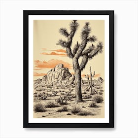 Joshua Tree National Park Retro Illustration 4 Poster