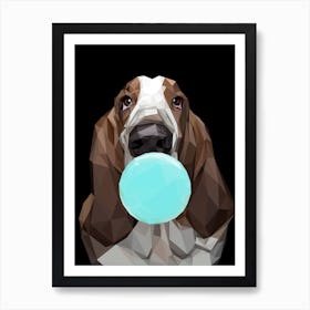 Basset Hound Chewing Bubble Gum Art Print
