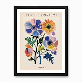 Spring Floral French Poster  Anemone 3 Art Print