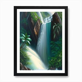 Diamond Falls, Saint Lucia Peaceful Oil Art  Art Print