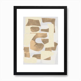 Paper Neutral Color Collage Art Print