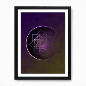 Geometric Neon Glyph on Jewel Tone Triangle Pattern 365 Art Print