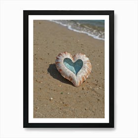 Heart Shell On The Beach 3 Art Print