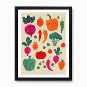 Happy Veg Eat The Rainbow Art Print