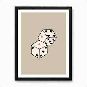 Heart Dice Beige Art Print