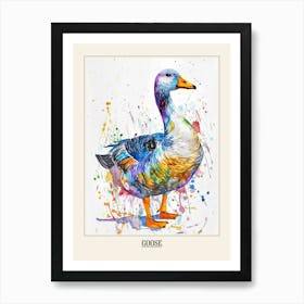 Goose Colourful Watercolour 2 Poster Art Print