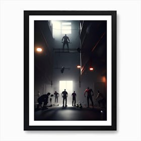 Group Of People In A Dark Room Art Print