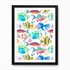 Marine Fishes Watercolour Art Print