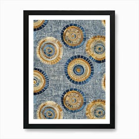 Blue And Gold Circles 4 Art Print