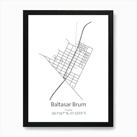 Baltasar Brum,Uruguay Minimalist Map Art Print