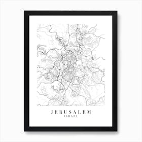 Jerusalem Israel Street Map Minimal Art Print