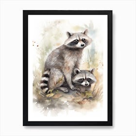 A Raccoons Watercolour Illustration Storybook 3 Art Print