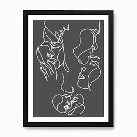 Line Drawing Portrait Of A Woman Art Print