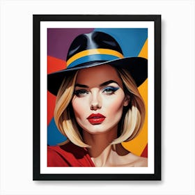 Woman Portrait With Hat Pop Art (123) Art Print