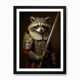 Vintage Portrait Of A Tres Marias Raccoon 4 Art Print