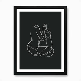 Man And A Woman Line Art Dark Art Print