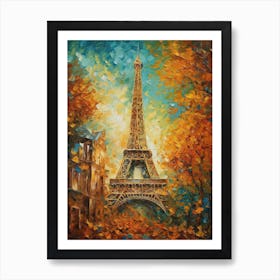 Eiffel Tower Paris France Vincent Van Gogh Style 22 Art Print