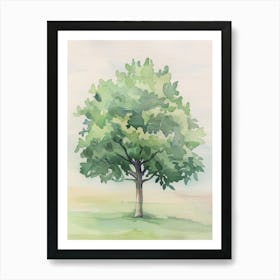 Apple Tree Atmospheric Watercolour Painting 1 Art Print