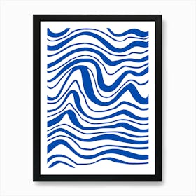 Blue And White Wavy Pattern Art Print
