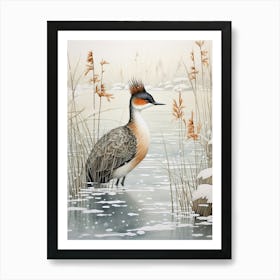 Winter Bird Painting Grebe 2 Poster