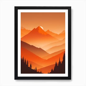 Misty Mountains Vertical Background In Orange Tone 18 Art Print