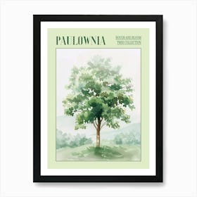 Paulownia Tree Atmospheric Watercolour Painting 4 Poster Art Print