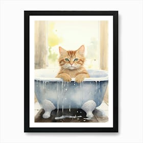 Australian Mist Cat In Bathtub Bathroom 4 Art Print