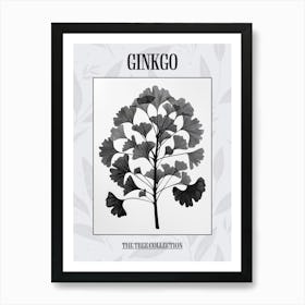 Ginkgo Tree Simple Geometric Nature Stencil 4 Poster Art Print