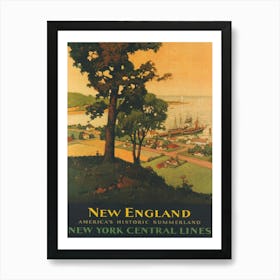 New England Vintage Travel Poster Art Print
