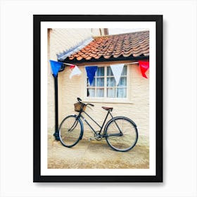 Vintage Bicycle & Cottage Art Print