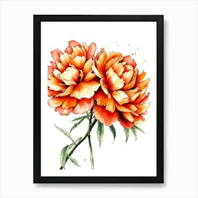 Watercolor Peonies 2 Art Print