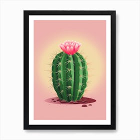 Hedgehog Cactus Illustration 3 Art Print