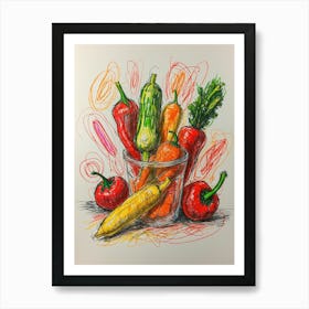 Colorful Vegetables In A Glass Art Print