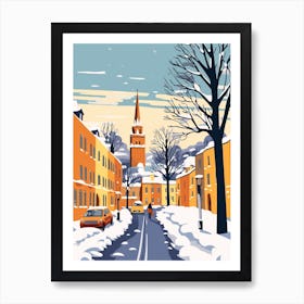 Retro Winter Illustration Oxford United Kingdom 2 Art Print