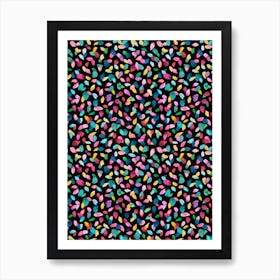 Petals Black Multicolored Art Print