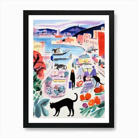 The Food Market In San Francisco 2 Illustration Art Print