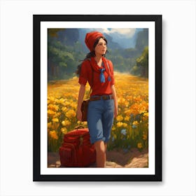 Girl In A Yellow Field Art Print