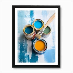 Can With Paint And Paintbrush Art Print