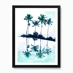Palm Tree Reflections Teal Art Print