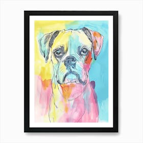 Pastel Boxer Dog Watercolour Illustration Art Print