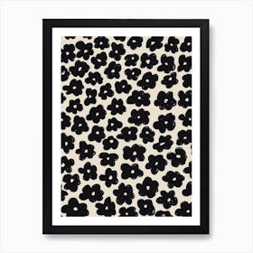 Daisies Pattern 1 Black White Art Print