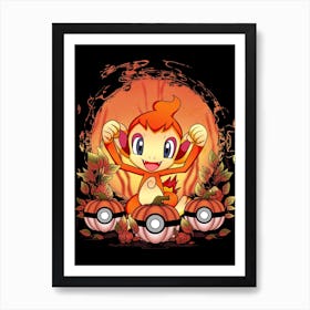 Chimchar Spooky Night - Pokemon Halloween Art Print