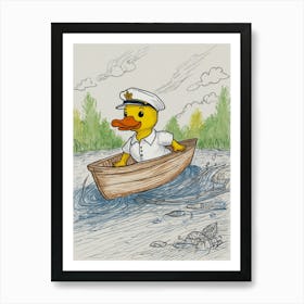 Duck In A Boat 11 Art Print