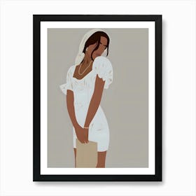 Woman In White Dress Art Print